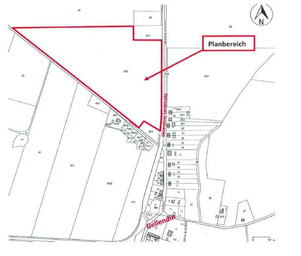 Amtliche Bekanntmachung - Bebauungsplan 2-2022 Wohngebiet Gellendin in Verbindung mit 15. Änderung Flächennutzungsplan, Übersichtsskizze