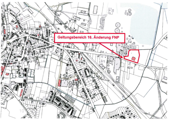 Amtliche Bekanntmachung - Genehmigung der 16. &Auml;nderung des Fl&auml;chennutzungsplanes der Hansestadt Anklam, &Uuml;bersichtsskizze